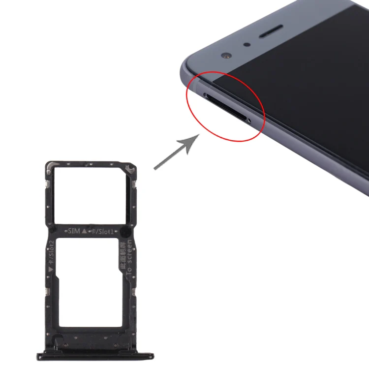 SIM Card Tray + SIM Card Tray / Micro SD Card Tray for Honor 9S (Black) - Image 4
