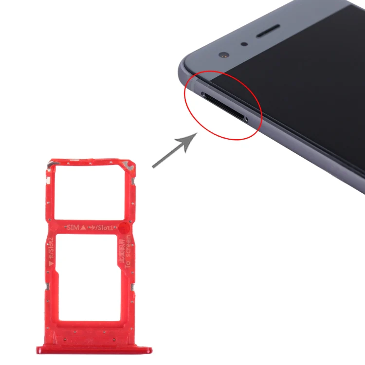 SIM Card Tray + SIM Card Tray / Micro SD Card Tray for Honor 9S (Red) - Image 4