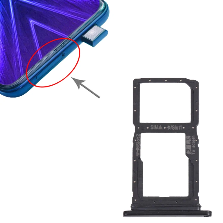 SIM Card Tray + SIM Card Tray / Micro SD Card Tray for Honor 9X (Black) - Image 4