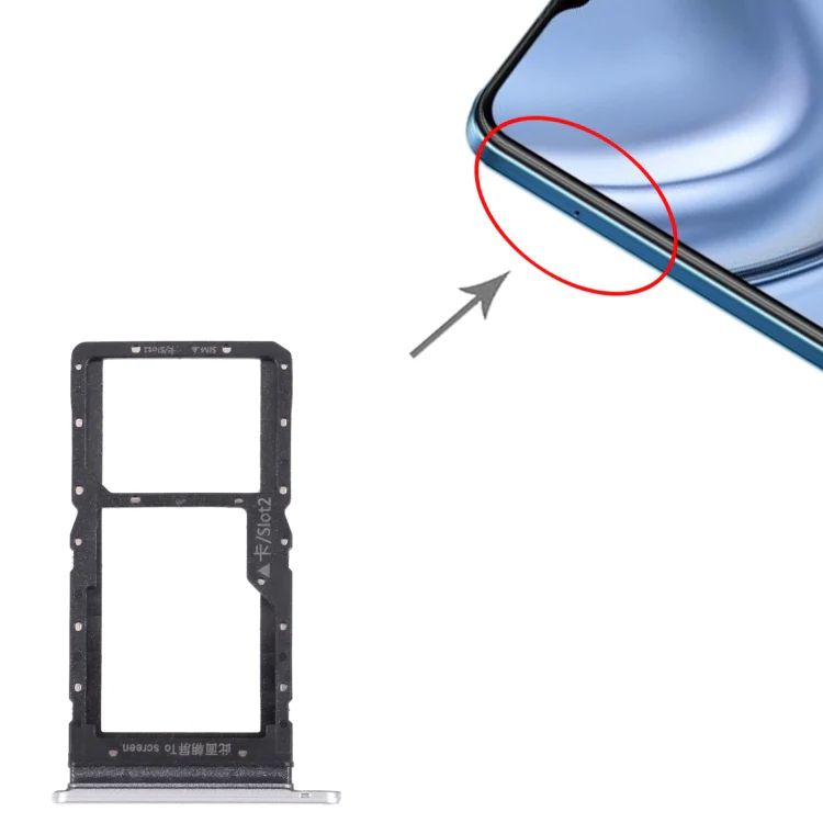 SIM Card Tray + SIM Card Tray / Micro SD Card Tray for Honor Play 20 (Silver) - Image 4
