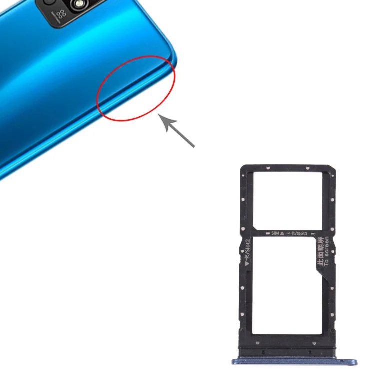 SIM Card Tray + SIM Card Tray / Micro SD Card Tray for Honor play 5T (Blue) - Image 4