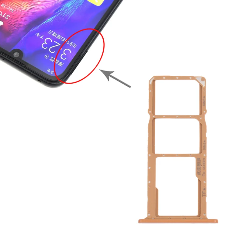 SIM Card Tray + SIM Card Tray + Micro SD Card Tray for Honor Play 8(Brown) - Image 4