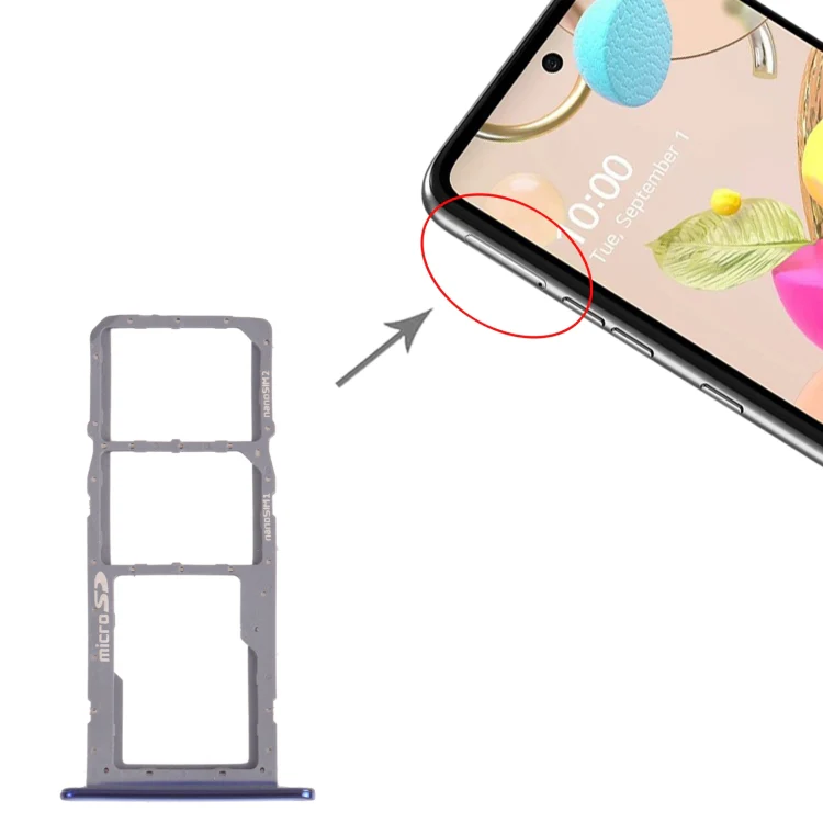 SIM Card Tray + SIM Card Tray + Micro SD Card Tray for LG K42 / K52 (Brazil) LMK420 LMK420H LMK420E LMK420Y(Blue) - Image 4
