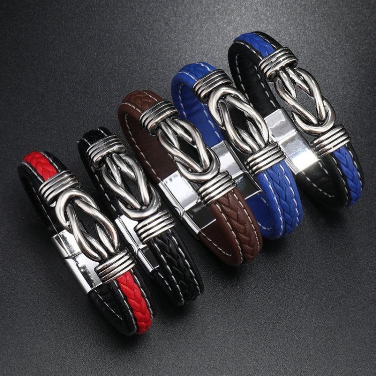 Simple Alloy Magnetic Clasp Leather Bracelet Personalized Braided Bracelet, Style: Black 21cm - Image 2