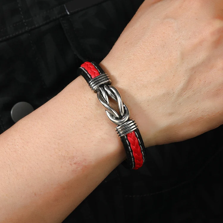 Simple Alloy Magnetic Clasp Leather Bracelet Personalized Braided Bracelet, Style: Black 22.5cm - Image 6