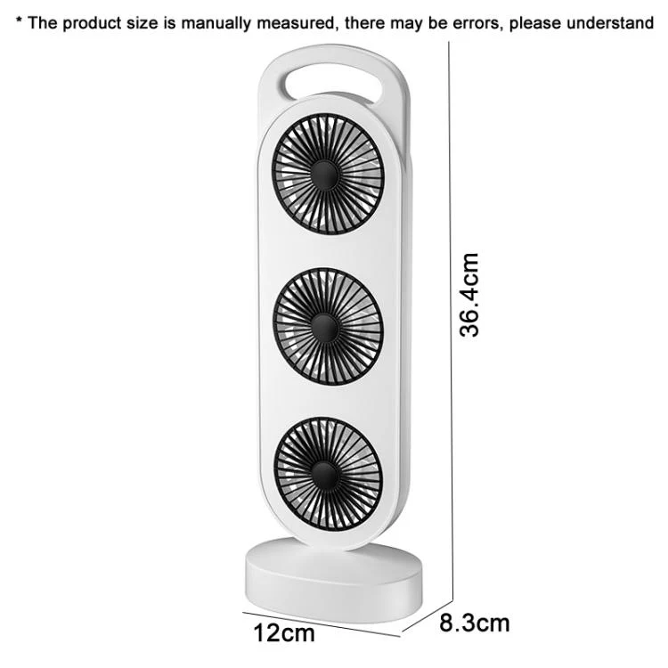 Simple Triple Turbine Design Fan Large Wind Desktop USB Charging Portable Home Outdoor Dormitory Fan(White-orange) - Image 3