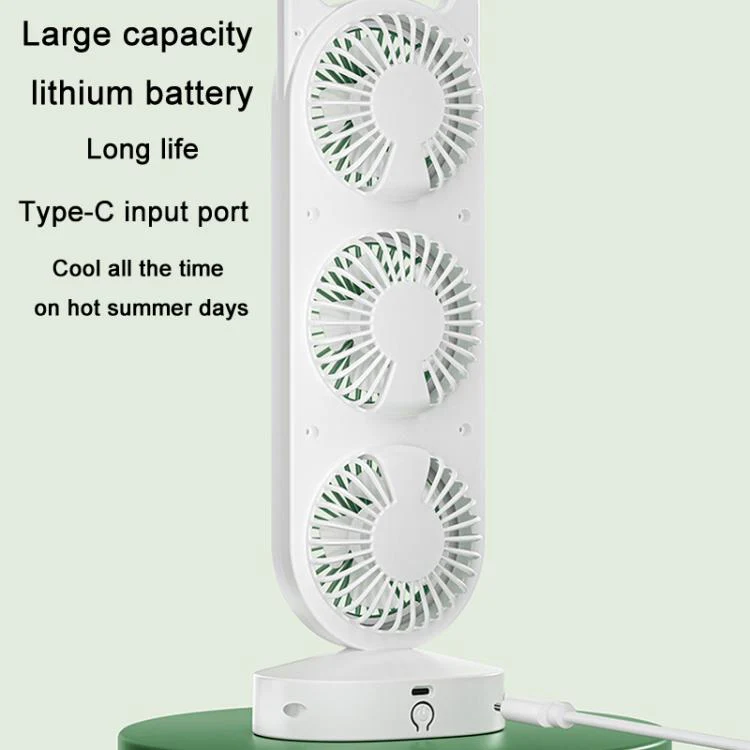 Simple Triple Turbine Design Fan Large Wind Desktop USB Charging Portable Home Outdoor Dormitory Fan(White-orange) - Image 7
