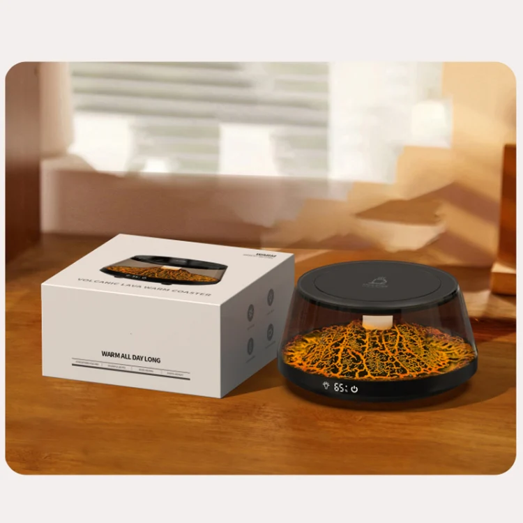 Simulation Volcano Heating Cup Mat 50-80 degrees Celsius Temperature Adjust with Atmosphere Light,US Plug(Black) - Image 10