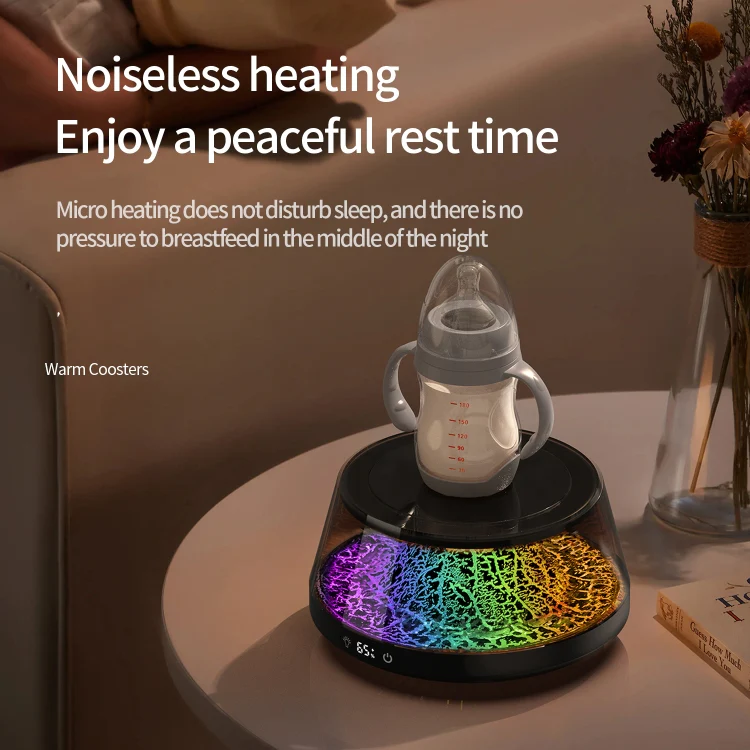 Simulation Volcano Heating Cup Mat 50-80 degrees Celsius Temperature Adjust with Atmosphere Light,US Plug(Black) - Image 4