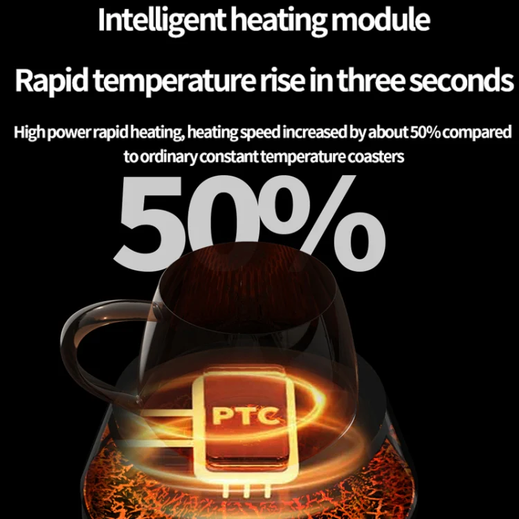 Simulation Volcano Heating Cup Mat 50-80 degrees Celsius Temperature Adjust with Atmosphere Light,US Plug(Black) - Image 7