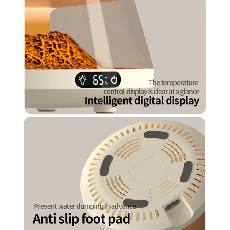 Simulation Volcano Heating Cup Mat 50-80 degrees Celsius Temperature Adjust with Atmosphere Light,US Plug(Black) - Image 9