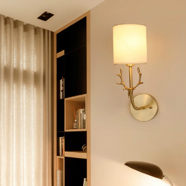 Single Head Corridor Aisle Personality Creative Copper Antler Wall Lamp, Power source: Warm Light 5W
