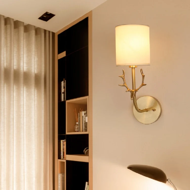 Single Head Corridor Aisle Personality Creative Copper Antler Wall Lamp, Power source: White Light 5W - Image 2
