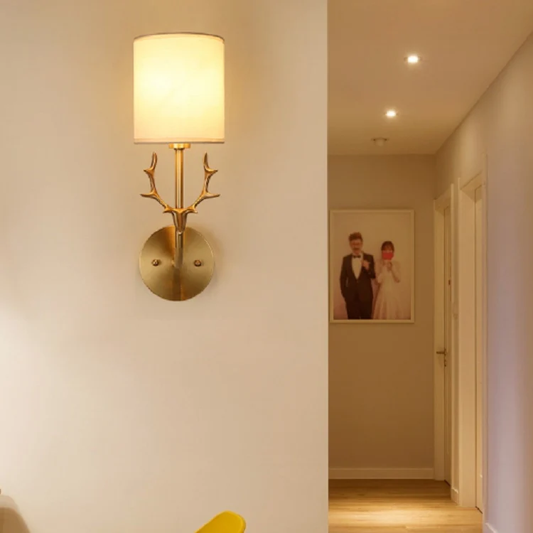 Single Head Corridor Aisle Personality Creative Copper Antler Wall Lamp, Power source: Without Light Source - Image 3