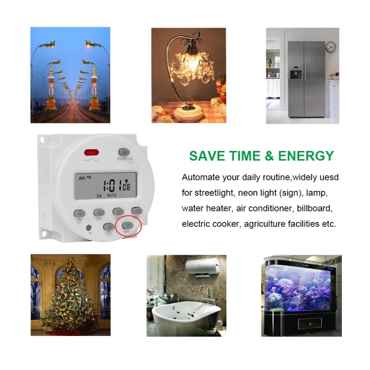 SINOTIMER CN101S-4 12V 1 Second Interval Digital LCD Timer Switch 7 Days Weekly Programmable Time Relay - Image 4