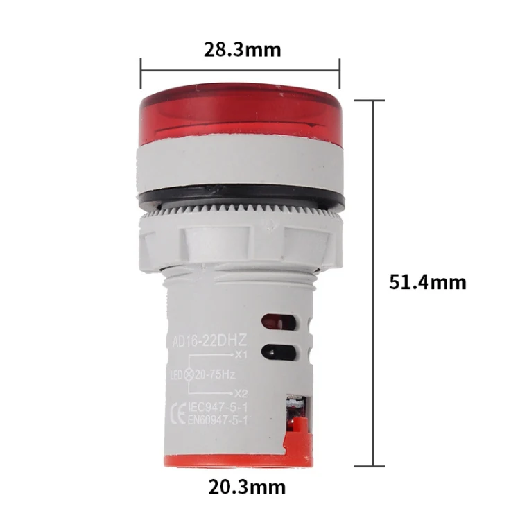 SINOTIMER ST16HZ 20-75Hz AC Frequency 22mm Round Opening LED Digital Signal Indicator Light(03 Blue) - Image 6