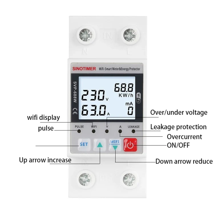 SINOTIMER SVP-688W TUYA APP WiFi Smart Circuit Breaker Over Under Voltage Protector - Image 7