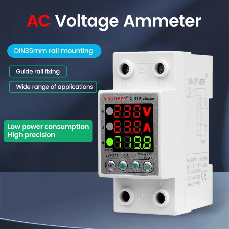 SINOTIMER SVP-719 63A_N Over Under Voltage Protector Electricity Usage Monitor Power Voltmeter - Image 2