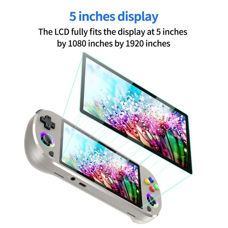 SJGAM M22 PRO 5 Inch HD IPS Open Source Retro Portable Handheld Game Console With Controller, Spec: 128GB Gray - Image 5