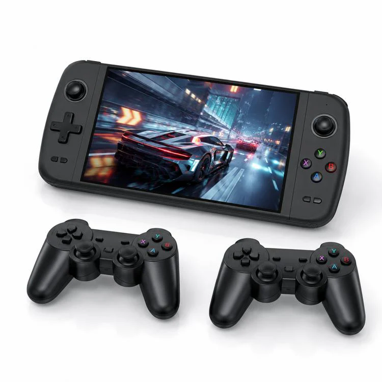 SJGAM M27 Handheld Gaming Console 7 Inch 3D Large Screen HD Portable Console, Spec: 128GB+2pcs Game Controller(Black)