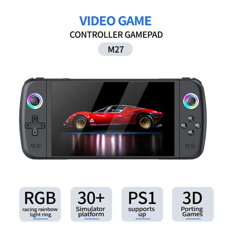 SJGAM M27 Handheld Gaming Console 7 Inch 3D Large Screen HD Portable Console, Spec: 256GB+2pcs Game Controller(Green) - Image 2