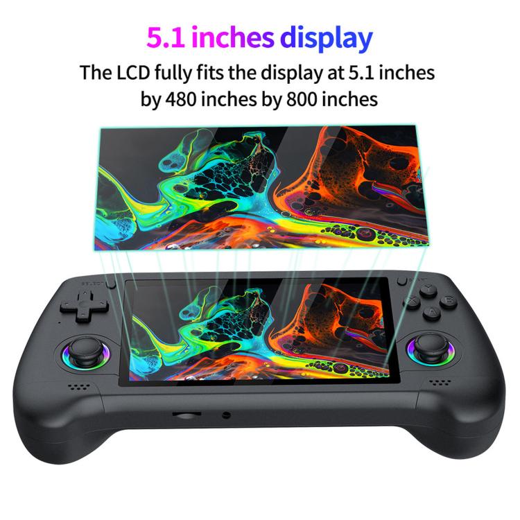 SJGAM M31 HD Retro Handheld Game Console 5.1 Inch RGB Joystick 3D Portable Arcade, Size: 256GB(Black) - Image 5