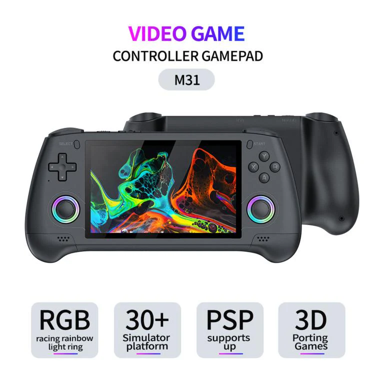 SJGAM M31 HD Retro Handheld Game Console 5.1 Inch RGB Joystick 3D Portable Arcade, Size: 256GB(Gray) - Image 2