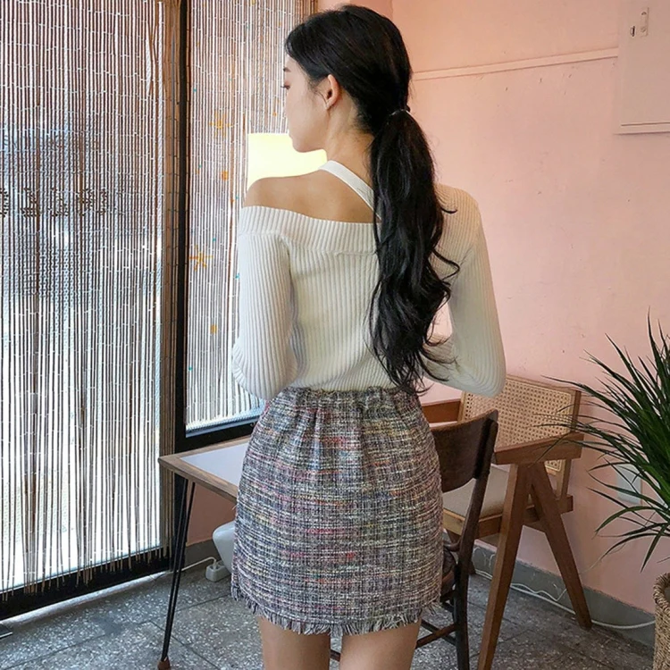 Slim-fit Small Fragrance Short Skirt (Color:As Show Size:XL) - Image 3