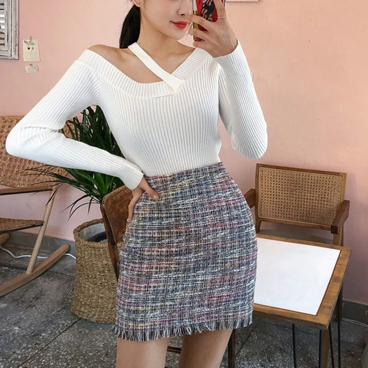 Slim-fit Small Fragrance Short Skirt (Color:As Show Size:XL) - Image 4