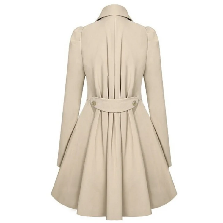 Slim Mid-length Commuter Jacket Trench Coat (Color:Beige Size:S) - Image 3