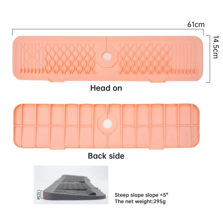 Slope Silicone Faucet Drain Pad Splash-proof Sink Faucet Mat(Beige) - Image 8