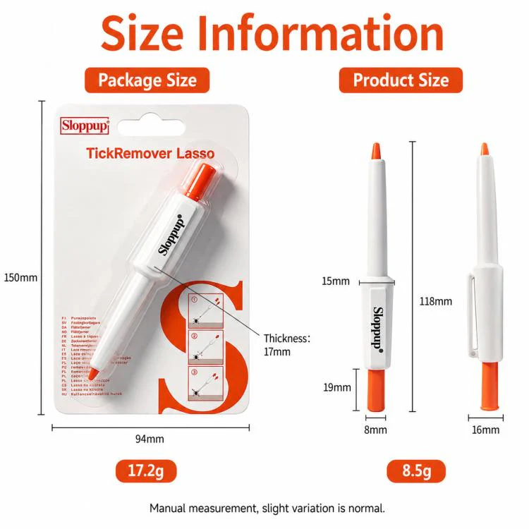 Sloppup Retractable Tick Remover Lasso Safe Chemical-Free Loop Extraction Pen for Dogs Cats(Orange White) - Image 6