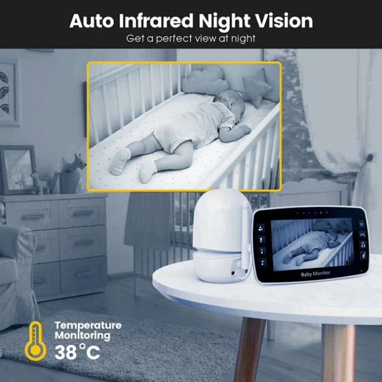 SM43A 4.3inch Color Display Night Vision Smart Zoom Baby Monitor Camera(US Plug) - Image 6