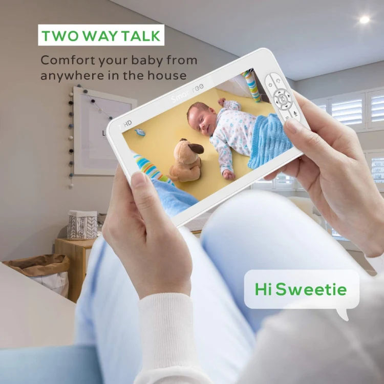 SM70 7-inch 720 x 1080P Wireless Baby Monitor Camera Temperature Monitor 2 Way Audio UK Plug - Image 4