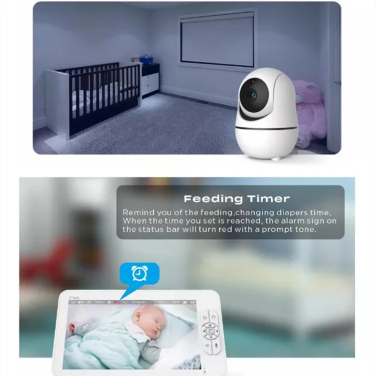 SM70PTZ 7 inch Screen 2.4GHz Wireless Digital Baby Monitor, Auto Night Vision / Two-way Voice Intercom(UK Plug) - Image 5