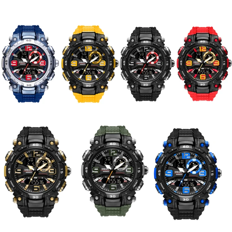 SMAEL 1921 Men Dual Movement Sports Watch Multifunctional Time Night Light Alarm Student Wrist Watch(Black Gold) - Image 2