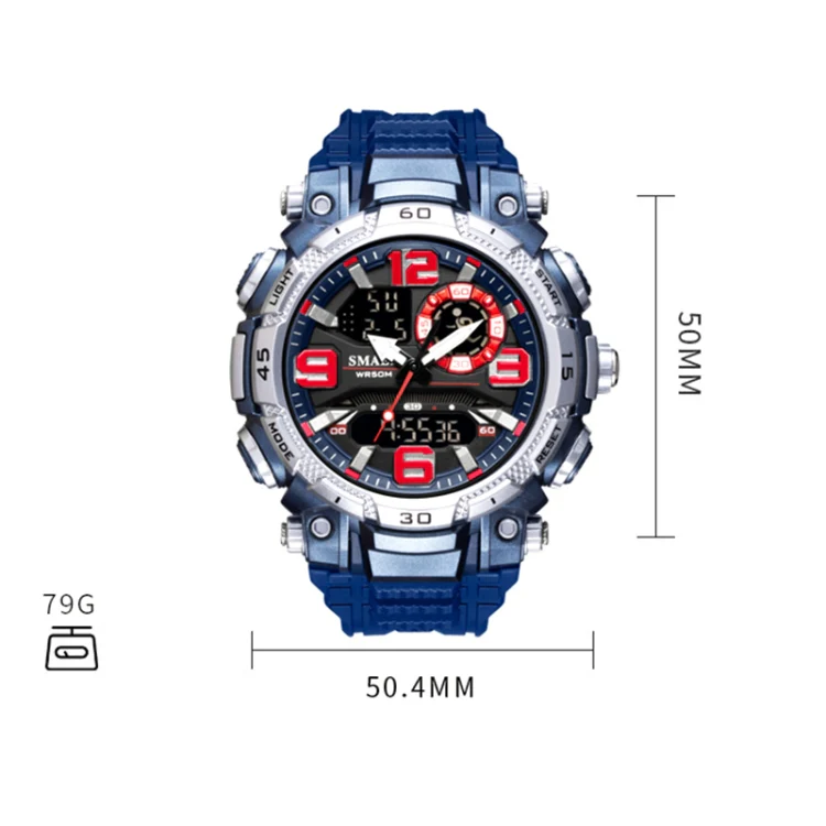 SMAEL 1921 Men Dual Movement Sports Watch Multifunctional Time Night Light Alarm Student Wrist Watch(Black Gold) - Image 3