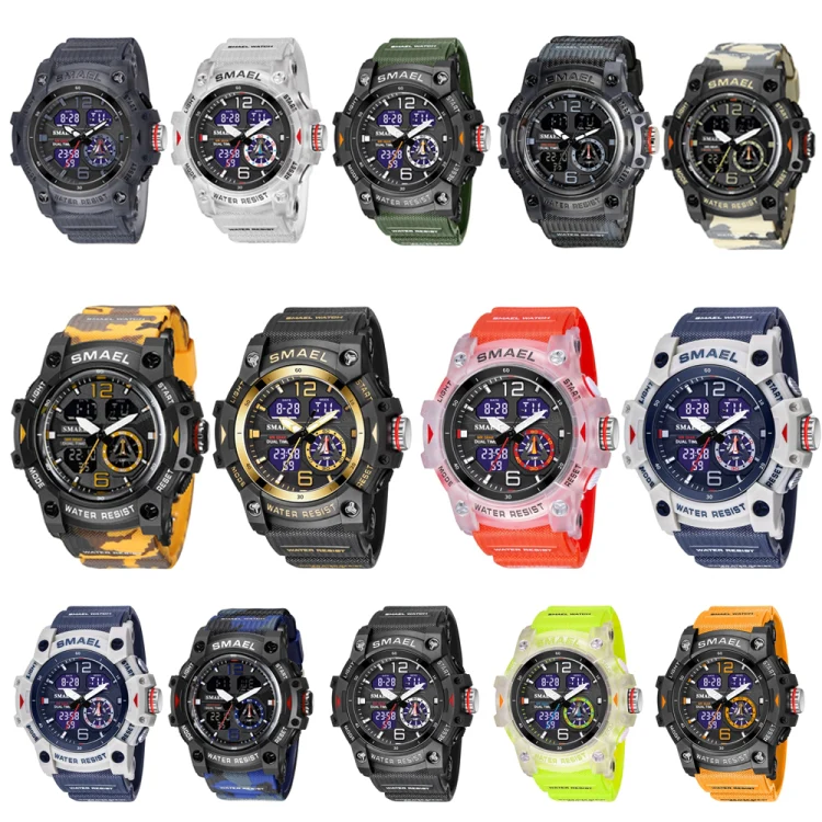 SMAEL 8007 Outdoor Sports Waterproof Dual Display Electronic Quartz Watch(Black Gold) - Image 2