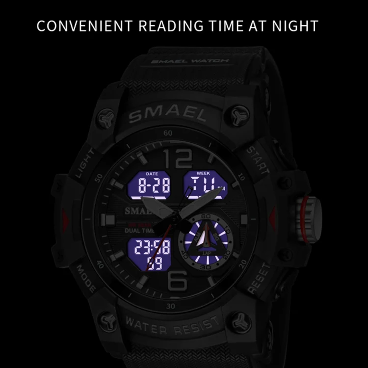 SMAEL 8007 Outdoor Sports Waterproof Dual Display Electronic Quartz Watch(Black Gold) - Image 6