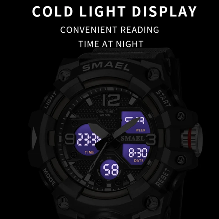 SMAEL 8008 Outdoor Sports Multifunctional Waterproof Luminous Men Watch(Black Blue) - Image 5