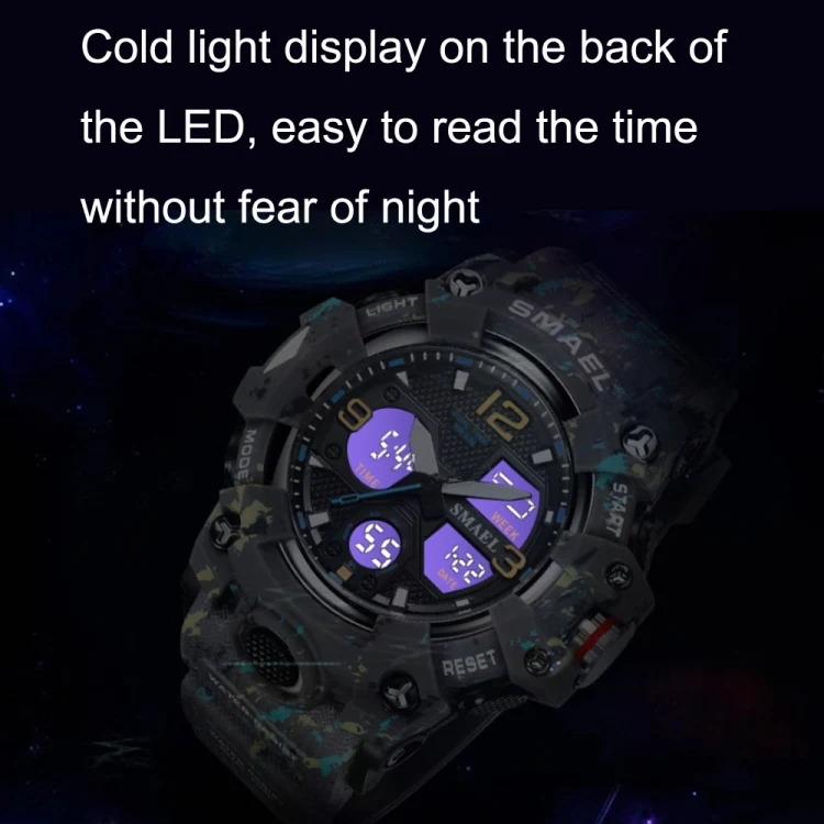 SMAEL 8008 Outdoor Waterproof Camouflage Sports Electronic Watch Luminous Multi-function Waist Watch(Camouflage Army Green) - Image 5