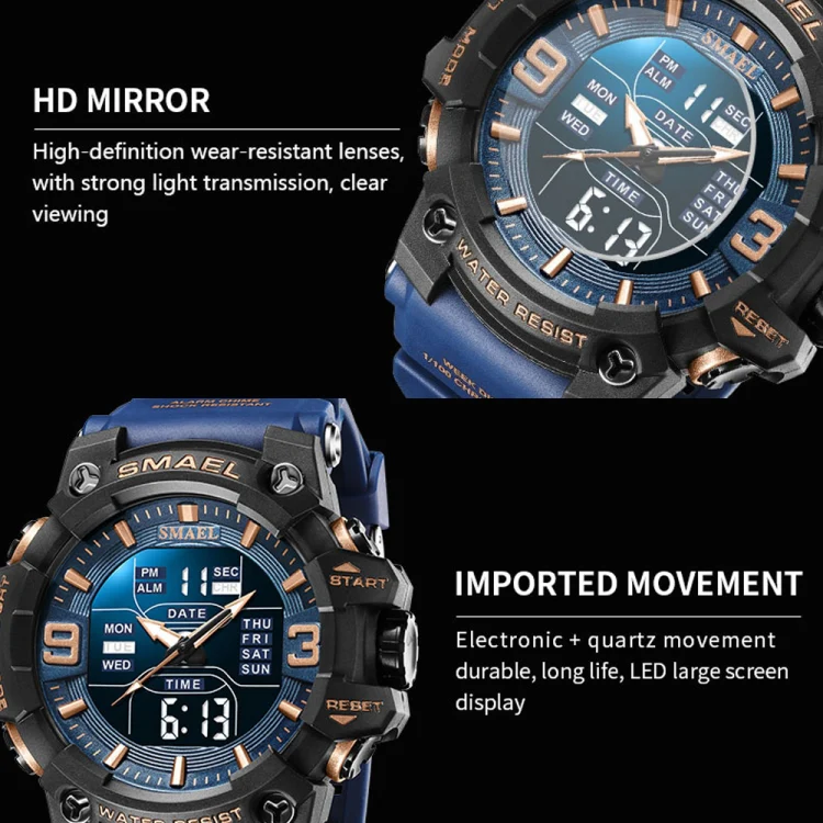 SMAEL 8049 Waterproof Sports Watch Men Multi-function Night Light Electronic Watch(Red) - Image 4