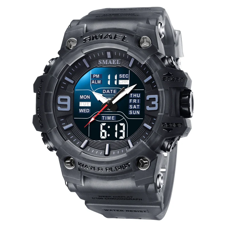SMAEL 8049 Waterproof Sports Watch Men Multi-function Night Light Electronic Watch(Transparent Gray)