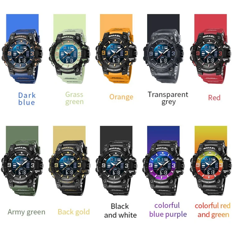 SMAEL 8049 Waterproof Sports Watch Men Multi-function Night Light Electronic Watch(Transparent Gray) - Image 2