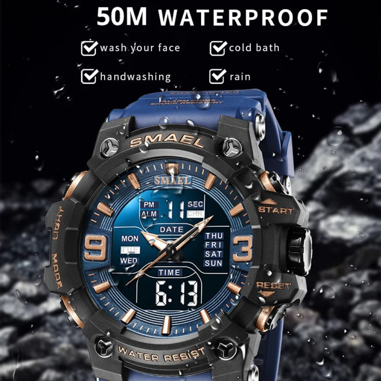 SMAEL 8049 Waterproof Sports Watch Men Multi-function Night Light Electronic Watch(Transparent Gray) - Image 5
