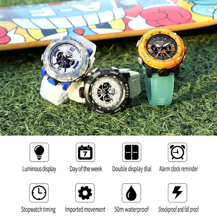 SMAEL 8058 Outdoor Sports Multifunctional Waterproof Electronics Watch(Beige) - Image 7