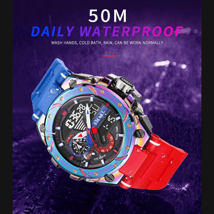 SMAEL 8060 Waterproof Sports Alloy Men Watch Luminous Display HD Mirror Watch(Silver) - Image 5