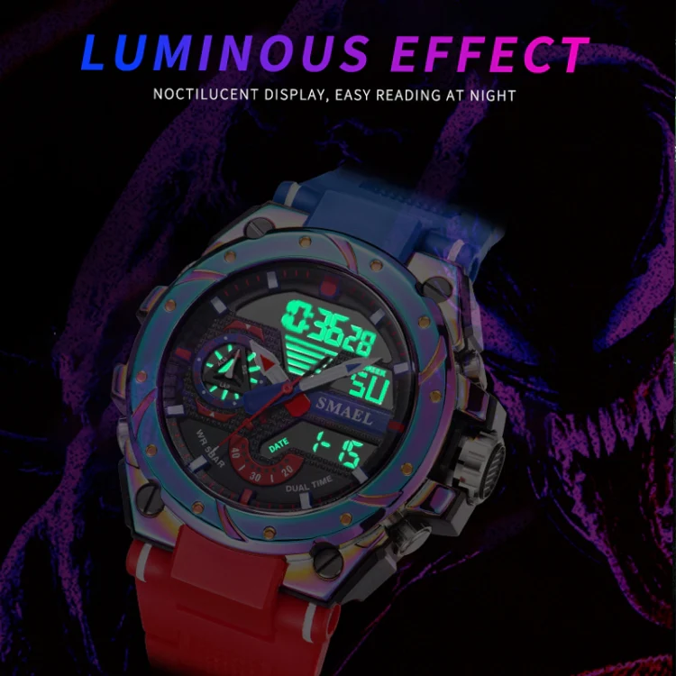 SMAEL 8060 Waterproof Sports Alloy Men Watch Luminous Display HD Mirror Watch(Silver) - Image 6
