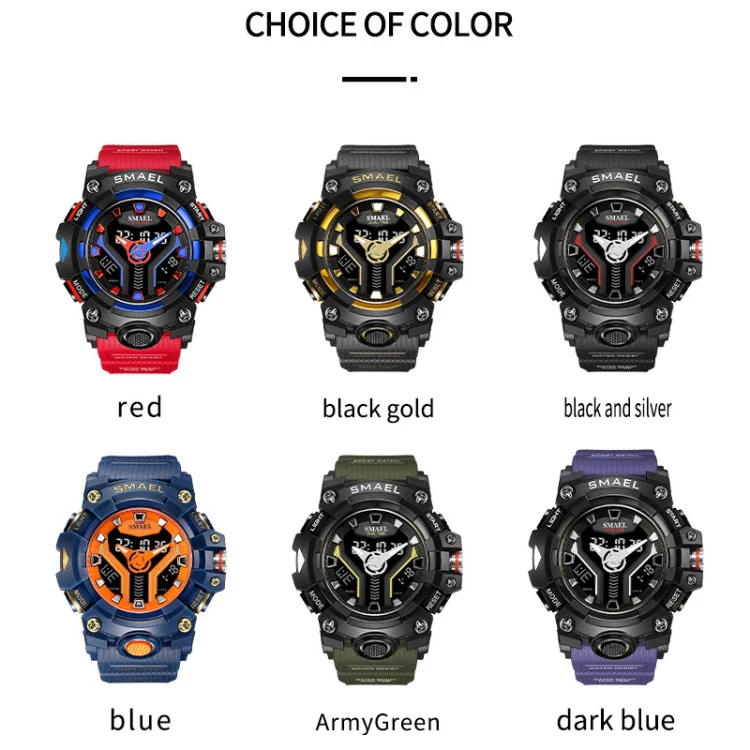 SMAEL 8075 Multi-function Waterproof Night Light Outdoor Watch(Black Gold) - Image 2