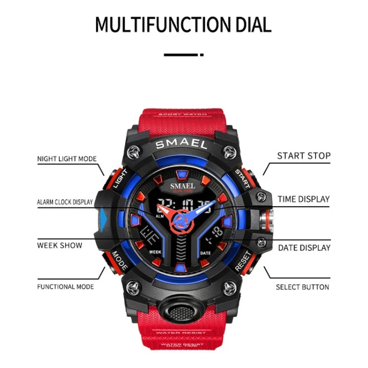 SMAEL 8075 Multi-function Waterproof Night Light Outdoor Watch(Black Gold) - Image 3